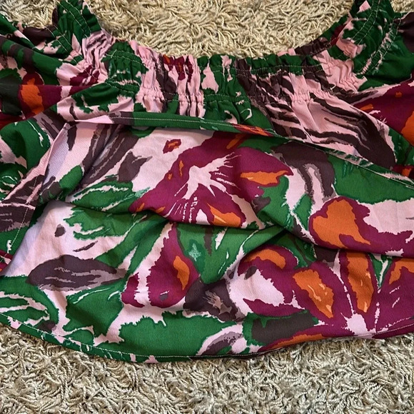 ASOS Y2K Cottagecore Boho Tropical Romantic Off The Shoulder Floral Blouse Sz16 - Picture 9 of 9